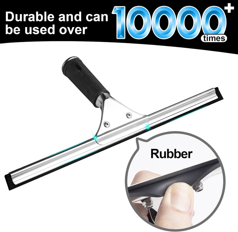 MRDARENSU 2Pack 14-Inch Multifunctional Rust Proof Window Cleaning Kit. Squeegee for Shower Glass Doors, Bathroom Doors, Mirrors and Windows - Image 5